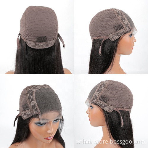 XuShang Wholesale 130-180% Density Straight 4*4 Lace Closure Human Hair Lace Front Wig Brazilian Hair